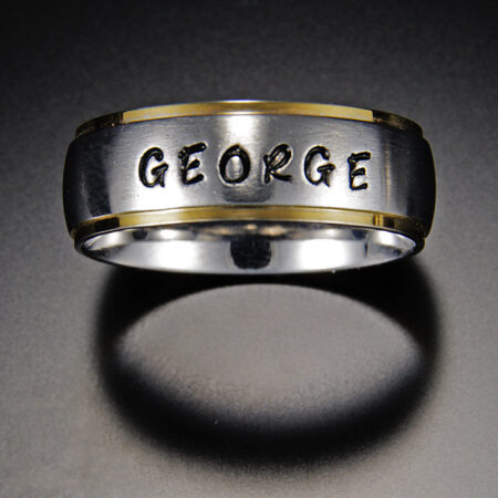 Stamped 8mm Brushed Stainless Steel with Gold Painted Edge