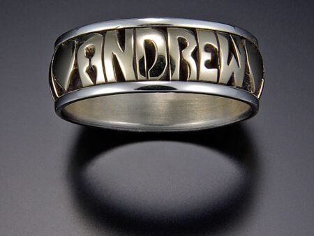 Hand-Carved 7mm 10 kt Gold Center with Sterling Silver Channel