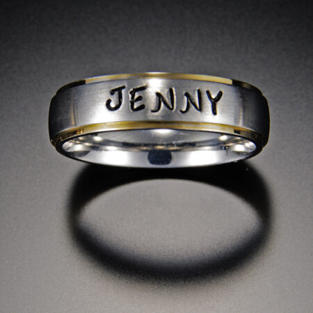 Stamped 6 mm Brushed to Stainless Steel with Gold Painted Edge