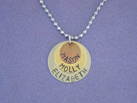 Nickel-Silver Triple Disc Tri-Color Necklace